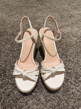 kate spade White Knot Espadrille Wedge Sandals